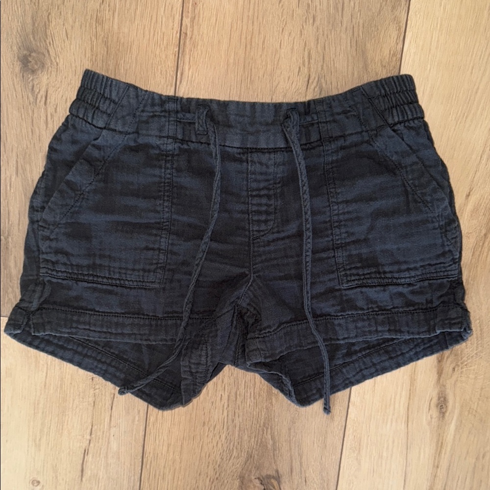 Blackish gray Casual Drawstring Shorts